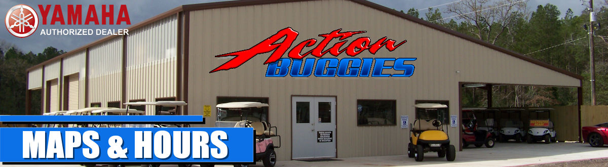 Get directions to our dealership at Action Buggies.