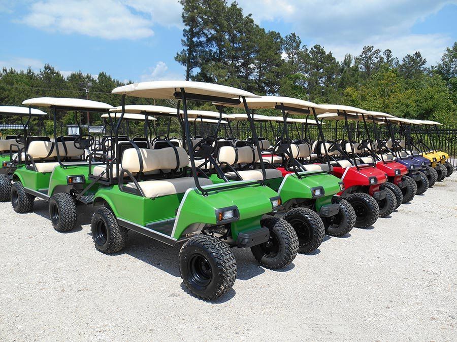 Colurful Golf Carts at Action Buggies.